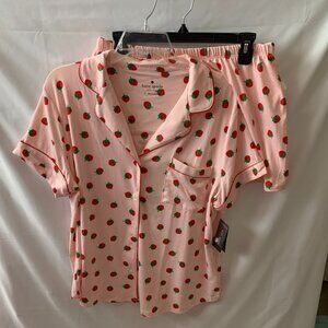 KATE SPADE Strawberry Patch Short Pajamas Set in Pink/Red Sz LARGE